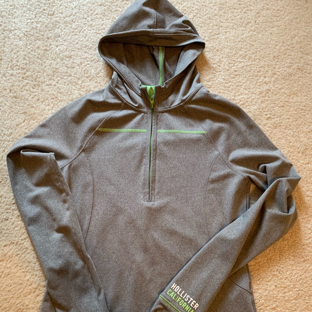 Women’s Hollister active wear gray top with hood